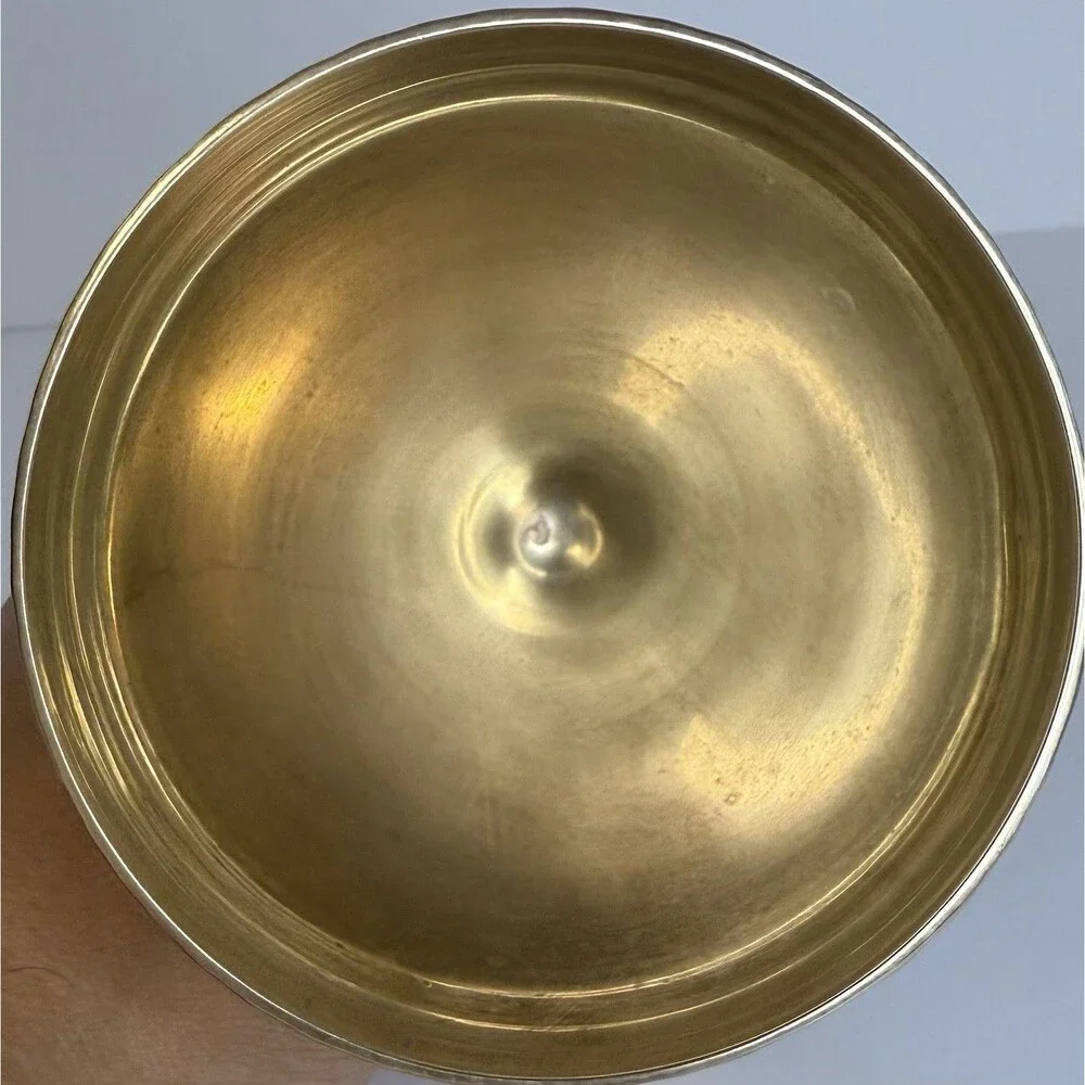 Vintage Hammered Solid Brass‎ Wine Goblets 7.5” Set Of 4 Made In India. Polished